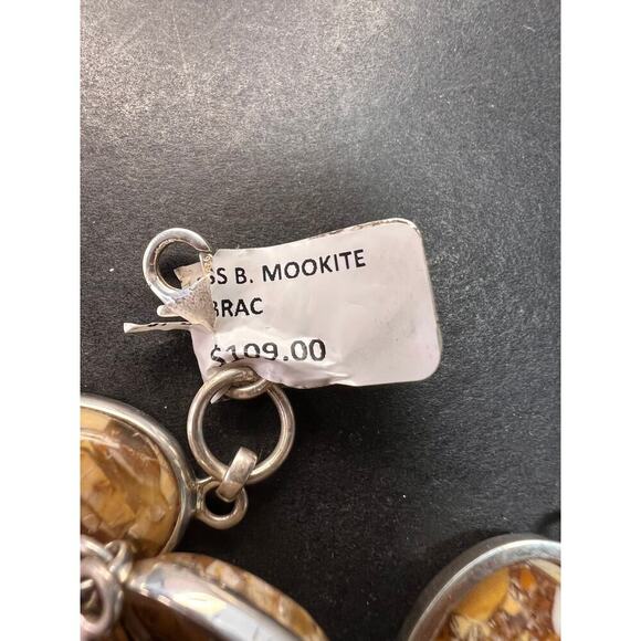 NEW Brecciated mookaite jasper sterling silver link bracelet - Picture 8 of 16